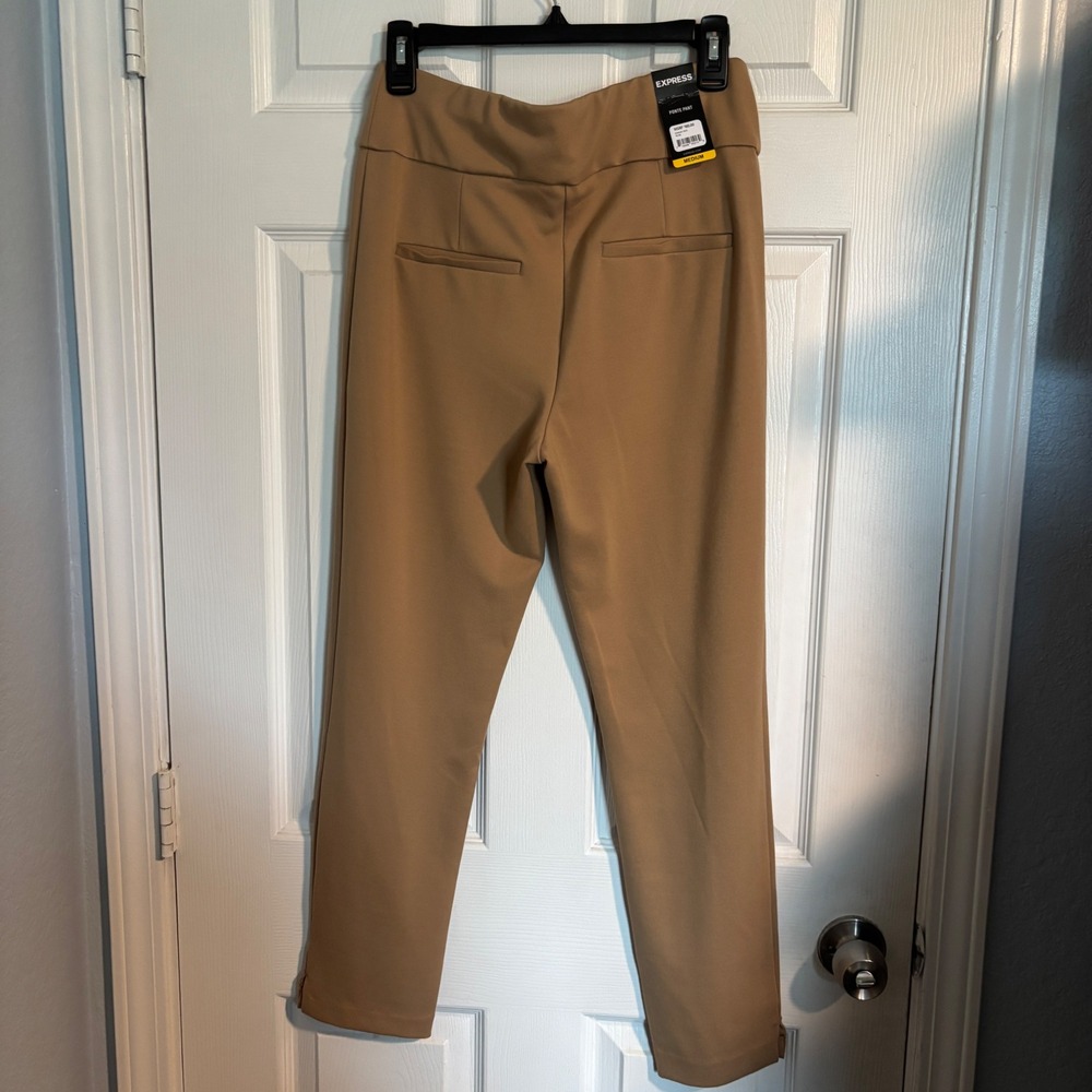 NWT $80 Express Womens Pecan Brown Ponte Knit Pull On Slim Leg Dress Pant Medium - Picture 3 of 8